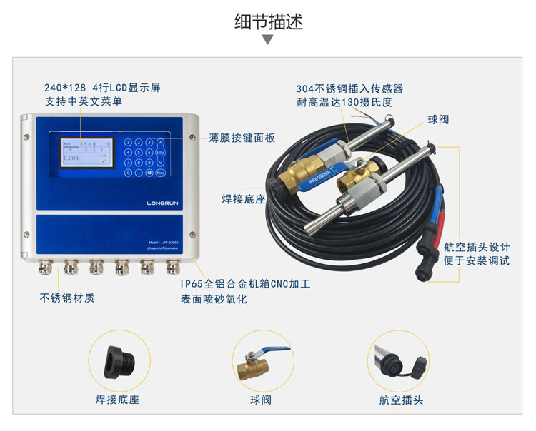 插入式超聲波流量計細節